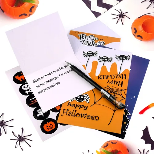 Vista 4 de TUPARKA Paquete de 30 tarjetas de felicitación de Halloween con sobres y calcomanías de Halloween, 6 diseños de Halloween