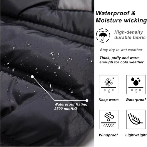 Vista 6 de VtuAOL Chaleco acolchado para hombre, chaleco acolchado con capucha para exteriores, chaleco grueso softshell para viajes, senderismo