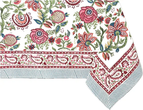 Vista 41 de ATOSII Amalfi - Mantel redondo de verano 100% algodón, estampado en bloques, para comedor, bodas, exteriores, fiestas, I Grand Millenial Farmhouse