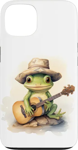 Vista 7 de Cute Little Green Frog Playing Guitar Case for iPhone 16