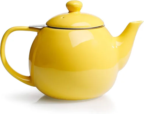 Vista 23 de Sweese Tetera de porcelana de 27 onzas con infusor para té de hojas sueltas, gris azulado
