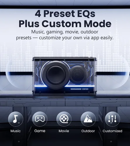 Vista 5 de Edifier Altavoz Bluetooth QD25 Audio de escritorio portátil, sonido dinámico de 25 W (RMS), audio de alta resolución, efectos de luz espléndidos