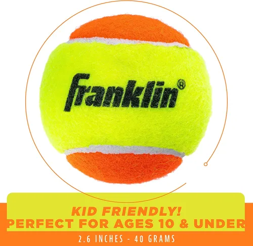 Vista 2 de Franklin Sports Pelotas de tenis para principiantes, sin presión, rebote bajo para principiantes, ideales para entrenamiento + práctica, paquete