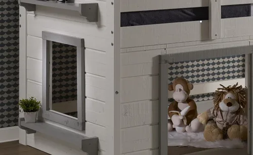 Vista 2 de DONCO Kids Sweet Dreams - Cama tipo loft baja con acabado blanco y gris