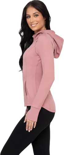 Vista 3 de Sudadera con capucha para mujer,manga larga, cierre completo, Yogalicious