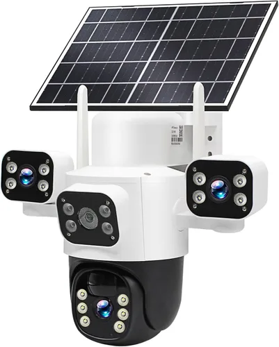Vista 10 de Cámara de seguridad inalámbrica de 4 lentes al aire libre, imagen HD 2K PTZ 360° de vigilancia, visión nocturna a color, conexión WiFi, detección