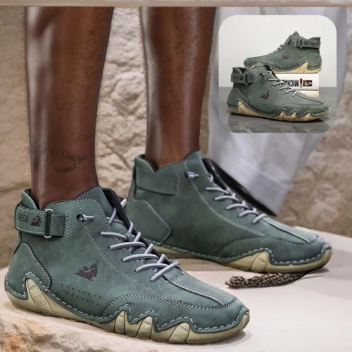Vista 34 de JishinGal Botas Chukka de ante para hombre, ligeras, descalzas, para caminar, al aire libre, informales, italianas, hechas a mano, de caña alta, sin