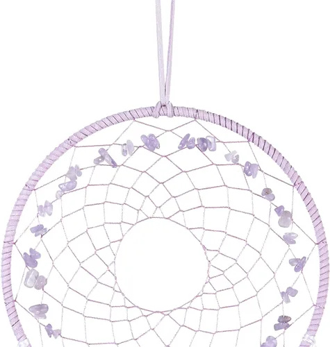 Vista 5 de Atrapasueños grandes - Amatista con plumas de pavo, hecho a mano morado atrapasueños para dormitorio, atrapasueños para niñas, atrapasueños