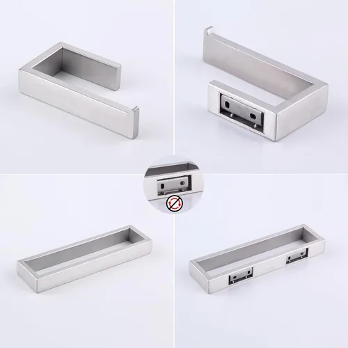 Vista 8 de GERZWY Juego de accesorios de baño de 2 piezas de acero inoxidable contemporáneo montado en la pared - Soporte para papel higiénico con anillos