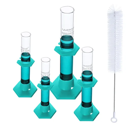 Vista 10 de Juego de cilindros graduados de 16.9 fl oz, 2 piezas de cilindro de medición de vidrio de borosilicato 3.3, base hexagonal, con boquilla, clase B