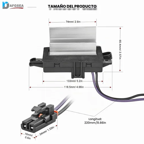 Vista 8 de Módulo de control de ventilador AC Resistencia del motor del ventilador para 2003-2007 Chevy Silverado Avalanche Suburban Tahoe, GMC Envoy Sierra