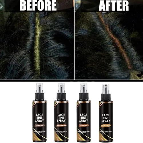 Vista 5 de Spray de tinte de encaje para pelucas, cierres y parte delantera - tonos oscuros, medios y marrón claro (3.3 fl oz)