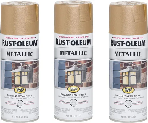 Vista 4 de Rust-Oleum 7274830 Pintura en aerosol metálica que detiene la oxidación, 11 oz, latón antiguo