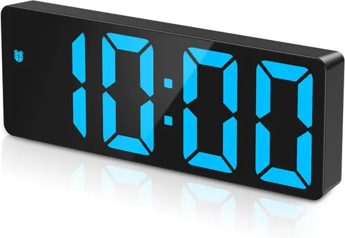 Vista 9 de AMIR Reloj despertador digital, reloj LED para dormitorio, reloj electrónico de escritorio con pantalla de temperatura, brillo ajustable, control