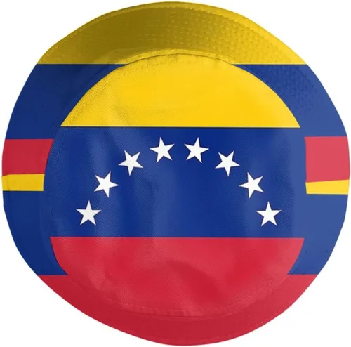 Vista 4 de Sombrero de pescador venezolano con bandera de Venezuela, sombrero de pescador venezolano de ala ancha para verano, sombreros de protección solar