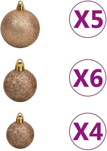 Vista 6 de Árbol de Navidad esmerilado, árbol de Navidad blanco, árbol de Navidad preiluminado, arbol de Navidad con Luces, con luces LED y juego de bolas