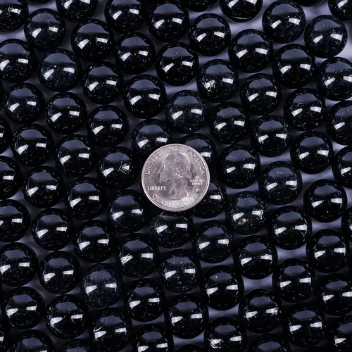 Vista 2 de Rellenos a granel de canicas de vidrio negro Cuentas redondas para jarrones, 1 libra (aproximadamente 80 piezas)
