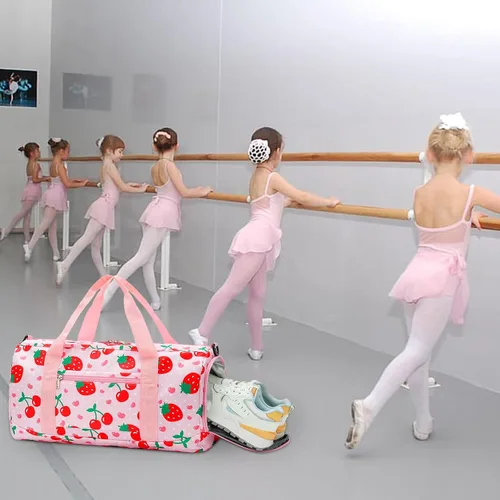 Vista 6 de BTOOP Bolsa de lona para niñas, niños, gimnasio, deportes, mujer, bolsa de viaje para entrenamiento, fin de semana, con compartimento para zapatos