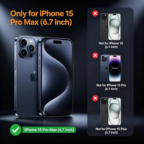 Vista 2 de Lunivop Compatible con iPhone 15 Pro Max Funda Protección Resistente a Prueba de Polvo Protector de Pantalla Integrado Soporte Resistente 360 Cuerpo