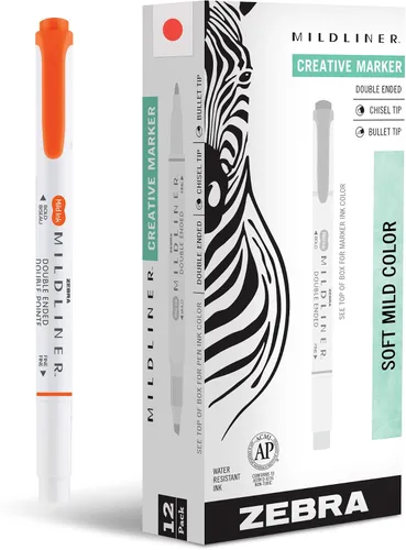 Vista 30 de Zebra Pen Mildliner - Resaltadores de doble punta, puntas anchas y finas, ideales para resaltar la Biblia, sin sangrado, suministros escolares