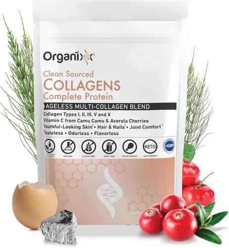 Vista 2 de Organixx Paquete de péptidos de colágeno en polvo (30 porciones) y curcumina de cúrcuma (60 cápsulas)