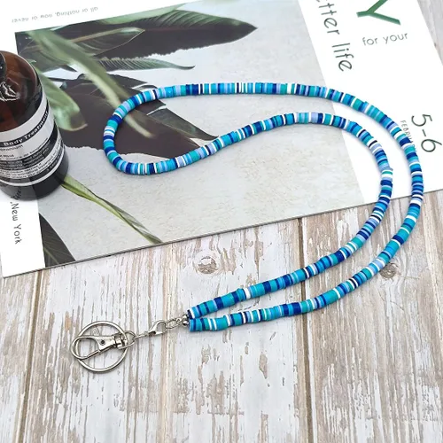 Vista 6 de Cordón para profesor con cuentas estilo bohemio, lindo arco iris, para el cuello, para tarjetas de crucero, tarjetas de identificación y llaves