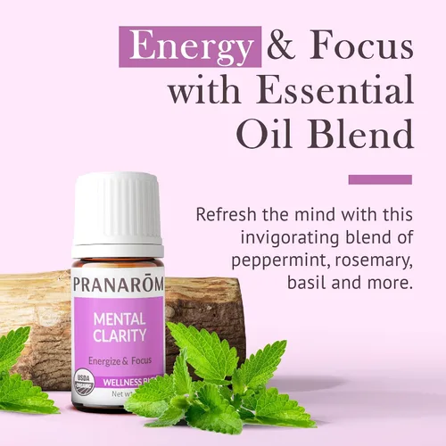 Vista 2 de Pranarom - Aceite esencial de claridad mental y enfoque, aceite esencial puro para difusores, aceite aromático revitalizante, lavanda, limón, menta