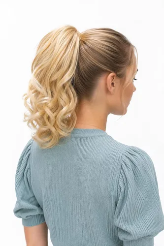 Vista 41 de PRETTYSHOP - Extensión de cabello rizado voluminoso, cola de caballo de 14 pulgadas con clip, resistente al calor