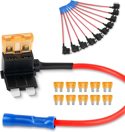 Vista 11 de Nilight - 50034R - Adaptador de fusible de 12 V para automóvil Add-A-Circuit, mini Atm Apm Blade Fuse Holder con 120 piezas Mini Blade Fusible