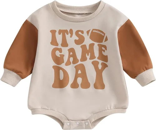 Vista 16 de MERSARIPHY Sudadera de fútbol para bebé, traje de manga larga con letras divertidas, ropa de otoño e invierno