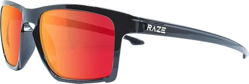 Vista 3 de 2 pares de lentes de sol Raze Journey para deportes y motocicleta, montura gris cristal, lentes de espejo azul ahumado, marco negro brillante, lente