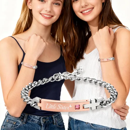 Vista 9 de Regalo para enamorado, para él y ella, pulseras grabadas personalizadas para parejas, para mujeres y hombres, juego a juego, regalo de aniversario