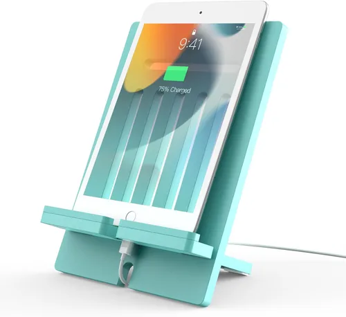 Vista 9 de Pezin & Hulin Soporte ajustable de bambú para tableta, soporte para teléfono celular de escritorio compatible con Pad Air/Pro/Mini, lector