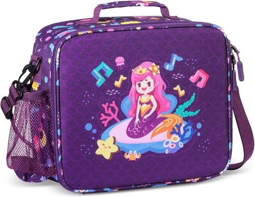Vista 13 de rockpapa Lonchera infantil para niños con correa, impermeable, resistente a las manchas y al aceite, bolsa de almuerzo aislada, bolsa de almuerzo