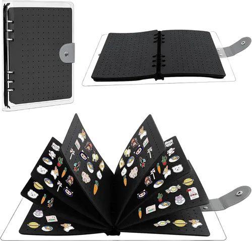 Vista 8 de Pin Storage Binder Holder, Pin Organizer Book, Durable Earring Jewelry Organizer Book, Travel Jewelry Organizer Book with Distinctive Book Design