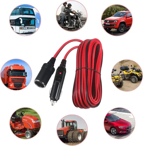 Vista 5 de Cable de extensión para encendedor de cigarrillos de 26 pies – 26 pies 12 V/24 V macho a enchufe hembra adaptador de enchufe 14AWG cable