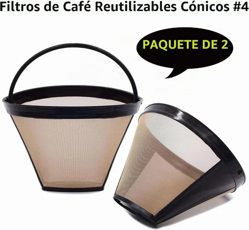 Vista 7 de Filtros de café reutilizables de cono #4 de cesta de repuesto para máquinas de café Cuisinart (2 filtros reutilizables)