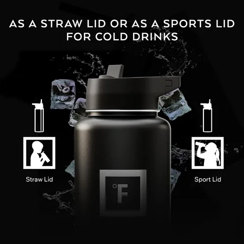 Vista 12 de IRON °FLASK Tapa de popote con mosquetón para botellas de agua deportivas aisladas de boca ancha, simple sin BPA, 2 tapas, 4 popotes, 2 cepillos