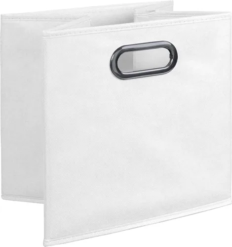 Vista 5 de Niche Cubo - Juego de 2 contenedores plegables de tela, color blanco