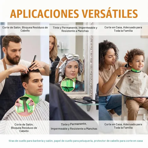 Vista 7 de 2 rollos de tiras de cuello de peluquero desechables flexibles y resistentes bandas de papel para el cuello, cinta de papel para peluquería Verde