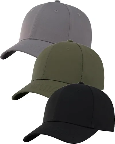 Vista 21 de Paquete de 3 gorras de béisbol de algodón liso con correa trasera, ajustables, de perfil bajo, para hombres y mujeres 3 Negro