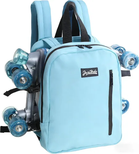 Vista 11 de JajaHoho Bolsas para patines de ruedas para mujeres y hombres, mochila multifuncional deportiva para patines de ruedas, patines de hielo, patines