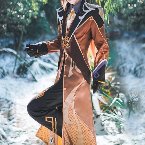 Vista 7 de Zhongli - Disfraz de cosplay de Zhongli, uniforme de Halloween, traje para carnaval