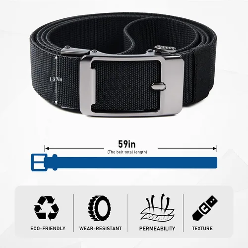 Vista 2 de Cinturón estilo trinquete para hombre, cinturón tejido de nailon