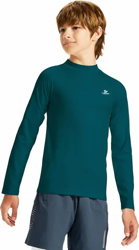 Vista 37 de DEVOROPA Youth Boys Compression Thermal Shirt Long Sleeve Kids Fleece Baselayer Soccer Baseball Undershirt Slim/Regular/Husky Cuello redondo-negro