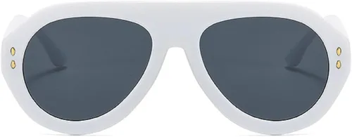 Vista 16 de Gafas de sol de piloto de moda populares para mujer, sombras UV400 Remaches retro decoración gradiente tendencia hombres gafas de sol redondas Rojo
