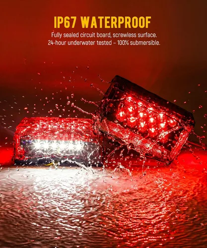 Vista 6 de Partsam - Kit de luces traseras LED rectangulares combinadas de 6", 12V, sumergibles, selladas, rojas, para remolque de barco, luz de freno