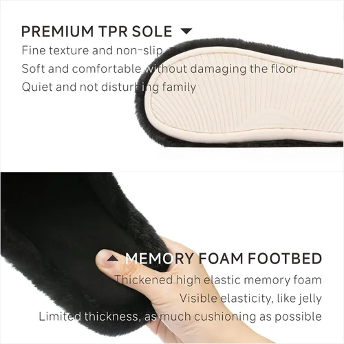 Vista 4 de Chantomoo Pantuflas de espuma viscoelástica para mujer, con banda cruzada, de piel sintética, regalo