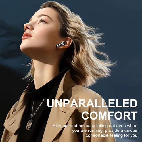 Vista 6 de Auriculares inalámbricos, auriculares Bluetooth 5.4 estéreo de graves profundos, auriculares intrauditivos con 4 micrófonos ENC, pantalla LED de 45