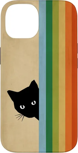 Vista 4 de Black Kitty Cat - Retro Vintage Rainbow Phone Case for iPhone 17